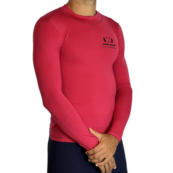 Close-up of a WOW Sand Watermelon Long Sleeve t-shirt showcasing the brand logo