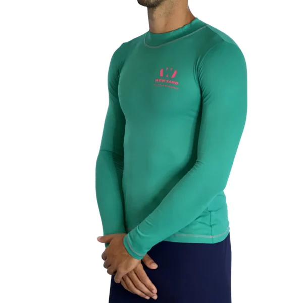 Close-up of a WOW Sand Tiffany Long Sleeve t-shirt showcasing the brand logo